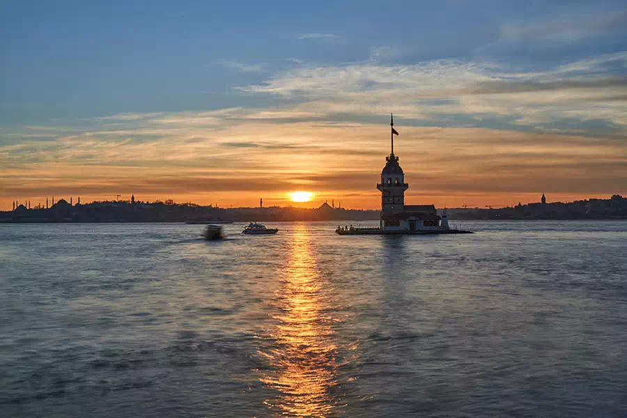 Private yacht on the Bosphorus during the day