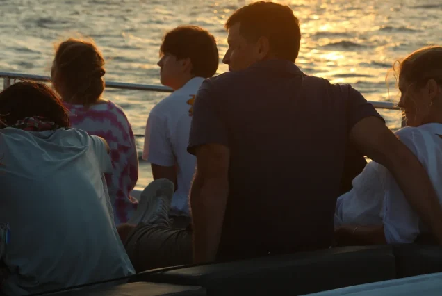Golden hour sunset on the Bosphorus cruise in Istanbul