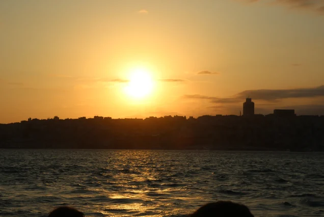 Golden sunset over the Bosphorus during the Istanbul sunset cruise