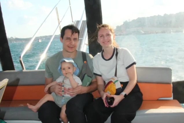 Family with a baby on the Bosphorus sunset cruise