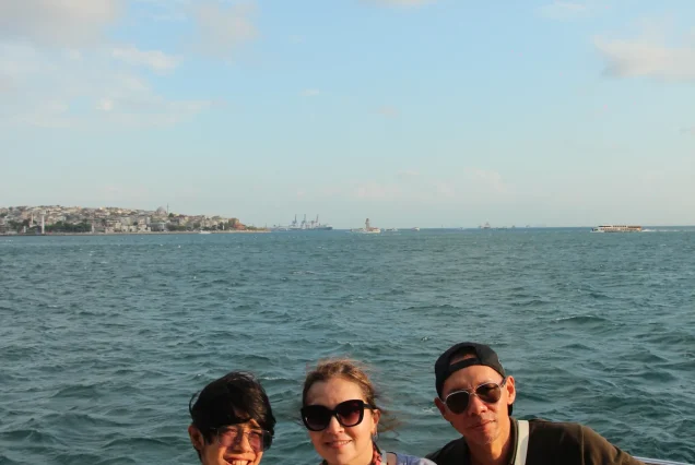 Family on the Bosphorus cruise yacht deck