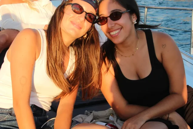 Friends with mezze on the Bosphorus sunset cruise