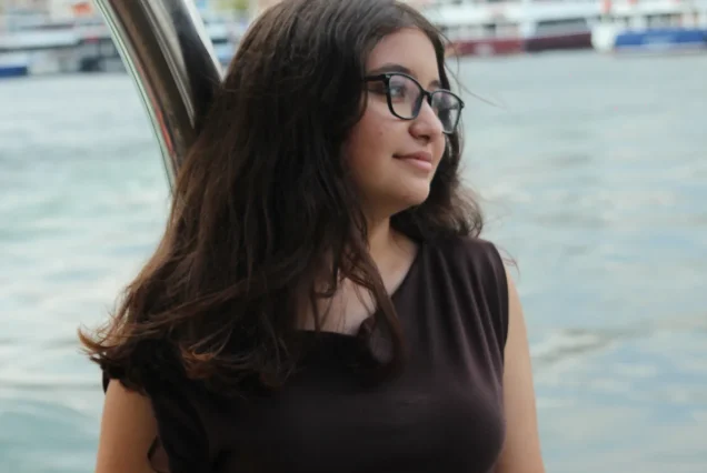 Guest portrait with the Istanbul skyline on the Bosphorus cruise