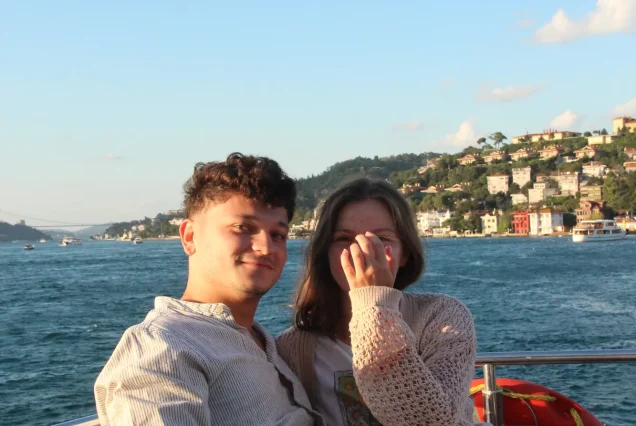 Young couple on the deck of the Bosphorus cruise