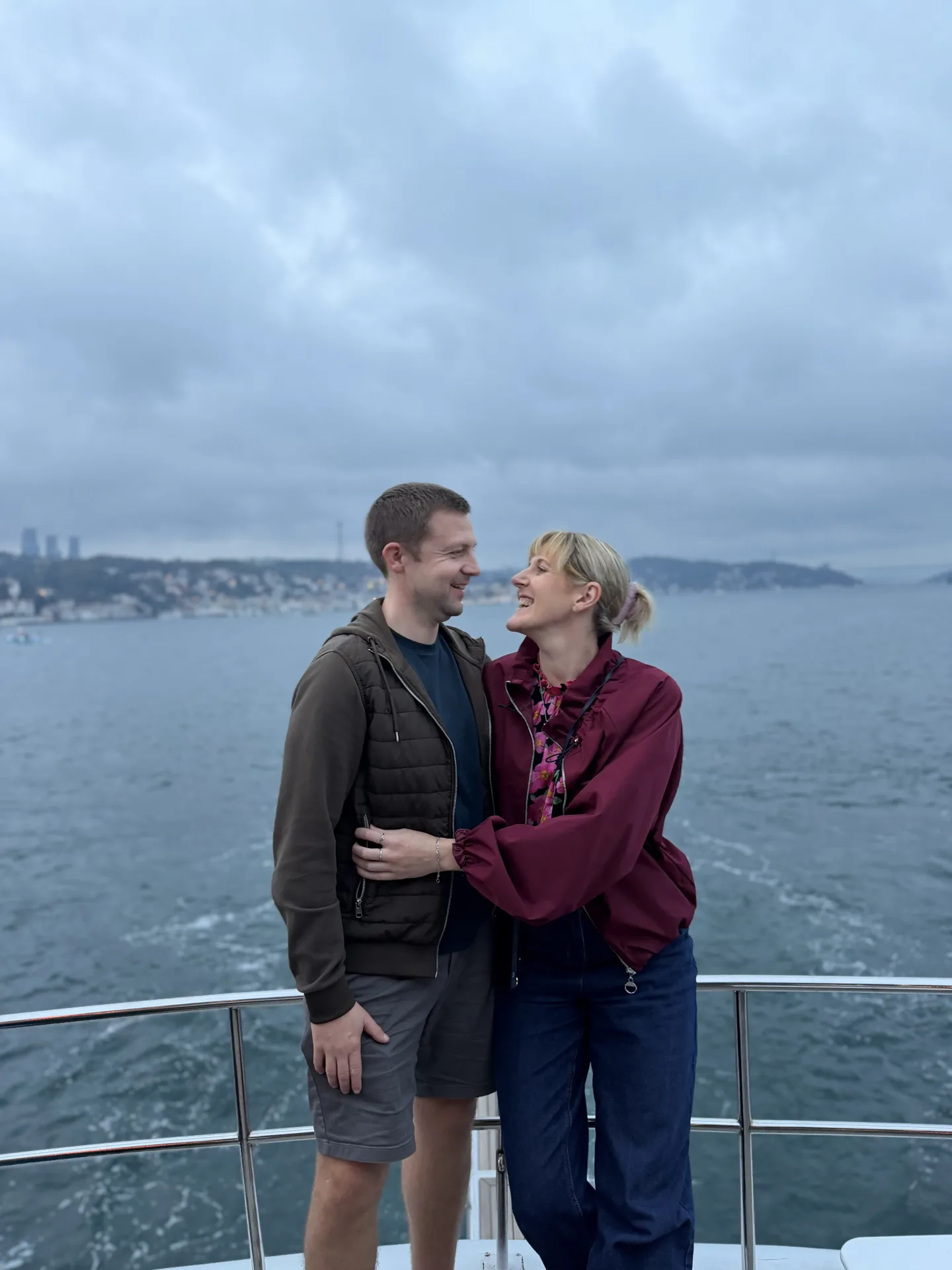 Proposal setup, late October — rose petals and the Maiden’s Tower.
