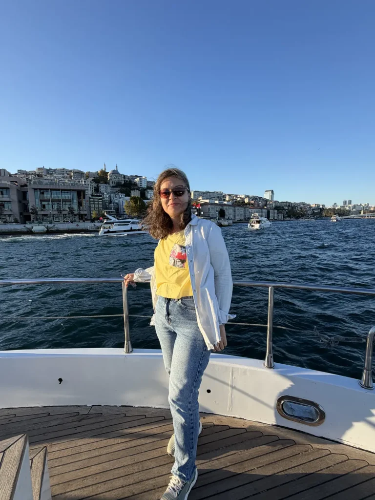 Guests on a private boat during a daytime private Bosphorus cruise in Istanbul