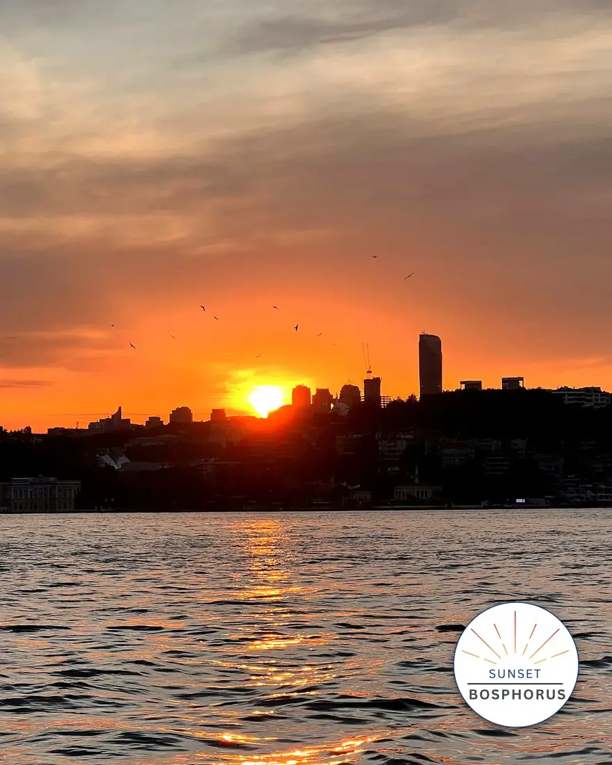 Golden-hour light over the Bosphorus from the open top deck