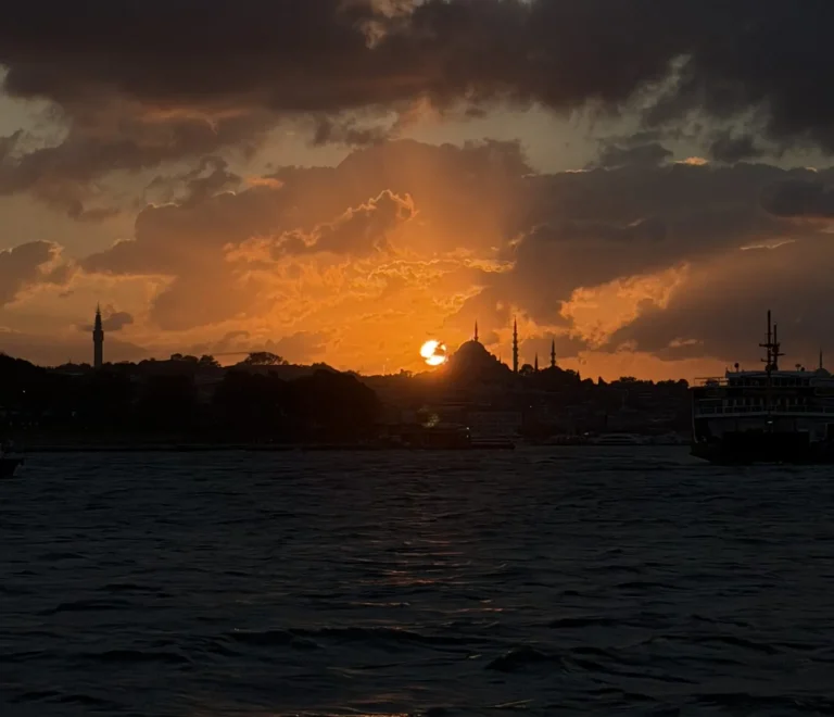 Rain-washed Bosphorus at dusk from the sunset cruise