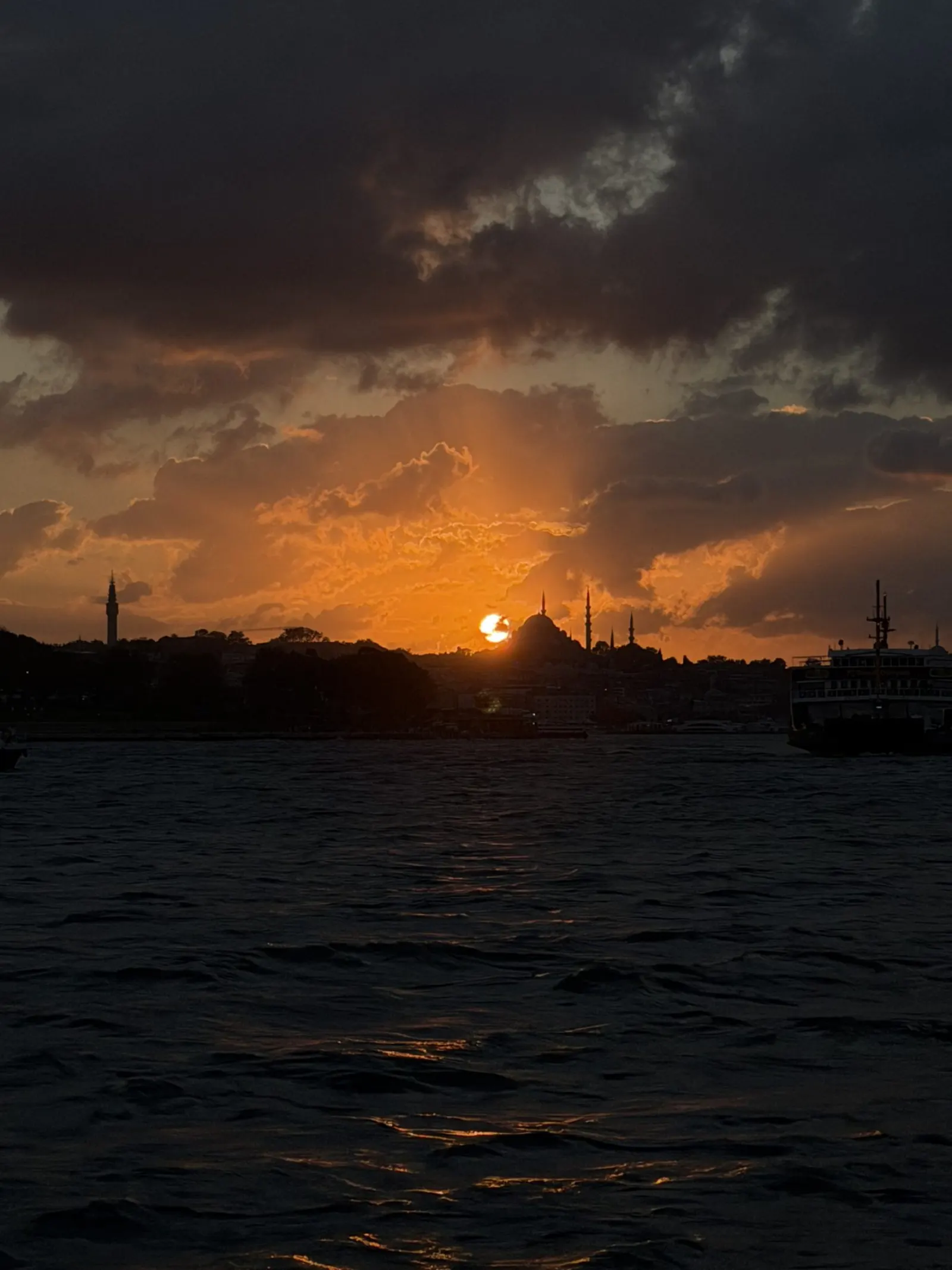 Rain-washed Bosphorus at dusk from the sunset cruise